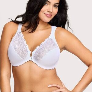 Glamorise Front-Closure WonderWire Bra - White - 44C